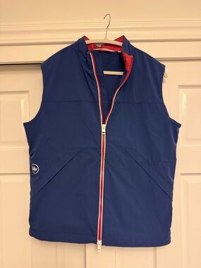 Peter Millar Royal Blue Quilted Vest with Red Trim
